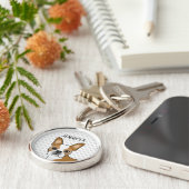 FawnとWhite Boston Terrier Cartoon Dog & Name キーホルダー (側面)