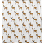 FawnとWhite Boston Terrier Cartoon Dog Pattern シャワーカーテン (正面)