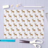 FawnとWhite Boston Terrier Cartoon Dog Pattern 薄葉紙 (クラフト)
