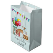 FawnとWhite Greyhoundイタリアンのカラフル誕生日 ミディアムペーパーバッグ (正面アングル)