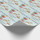 FawnとWhite Greyhoundイタリアンのカラフル誕生日 ラッピングペーパー (角)