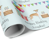 FawnとWhite Greyhoundイタリアンのカラフル誕生日 ラッピングペーパー (ロールコーナー)