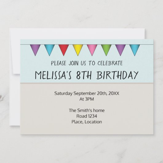 FawnとWhite Greyhoundイタリアンのカラフル誕生日 招待状 (裏面)