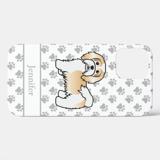 FawnとWhite Havan Cartoon Dog & Name Case-Mate iPhoneケース (裏面 (横))