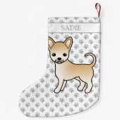 Fawnスムースコートチワフアカートンドッグ&名前 スモールクリスマスストッキング (裏面)
