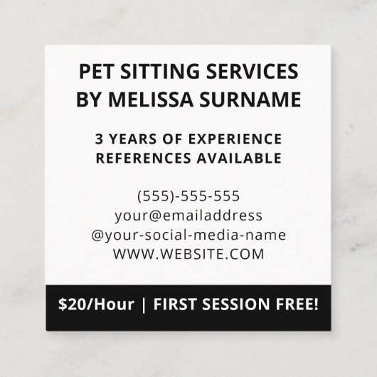 Fawn イタリアン Greyhound Dog - Pet Sisting Services スクエア名刺 (裏面)