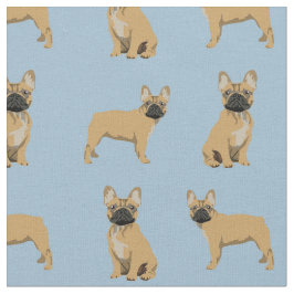 Fawn フランスの Bulldog Light Blue ファブリック