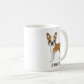 Fawn Boston Terrierかわいい漫画の犬と名前をカスタムする コーヒーマグカップ (正面右)