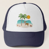 Fawn Boston Terrier At A Tropical Summer Beach キャップ (正面)