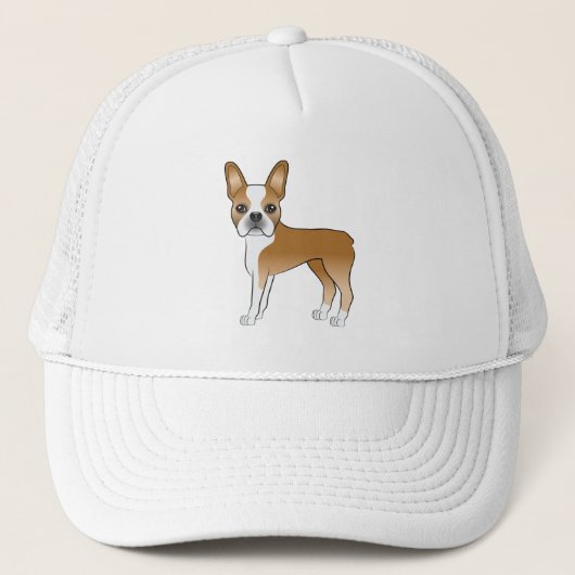 Fawn Boston Terrier Cute Cartoon Dog Artwork キャップ (正面)