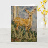 Fawn deer watercolor カード (黄色い花)