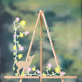 Fawn Floral Girl Baby Shower アクリルサイン