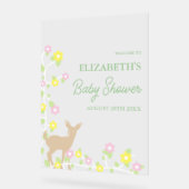 Fawn Floral Girl Baby Shower アクリルサイン (傾斜)