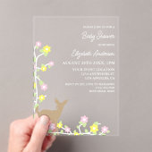 Fawn Floral Girl Baby Shower アクリル招待状 (インサイチュ (ポータブル))