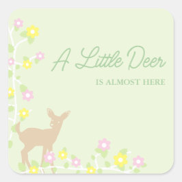 Fawn Floral Girl Baby Shower スクエアシール