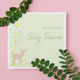 Fawn Floral Girl Baby Shower スタンダードカクテルナプキン