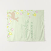 Fawn Floral Girl Baby Shower タペストリー (正面(横))