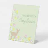 Fawn Floral Girl Baby Shower 台座サイン (正面)