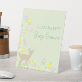 Fawn Floral Girl Baby Shower 台座サイン