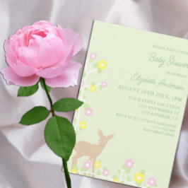 Fawn Floral Girl Baby Shower 招待状