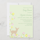 Fawn Floral Girl Baby Shower 招待状 (正面)