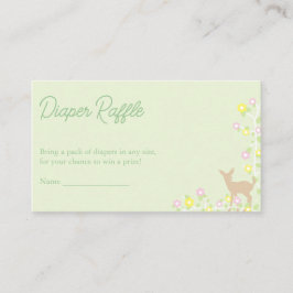 Fawn Floral Girl Baby Shower Diaper Raffle エンクロージャーカード