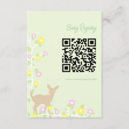 Fawn Floral Girl Baby Shower Registry エンクロージャーカード