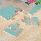 Fawn French Bulldog Vintage Florals ジグソーパズル (側面)