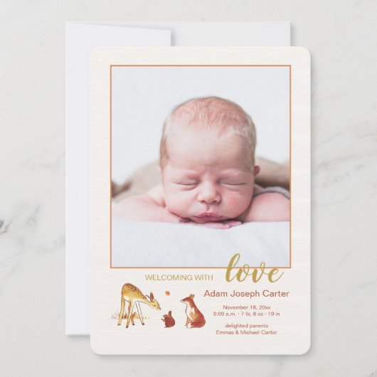 FAWN&Friendsの写真誕生の発表 招待状 (正面)