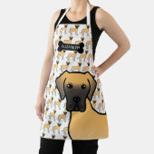 Fawn Great Dane Cute Cartoon Dog & Name エプロン (インサイチュ)