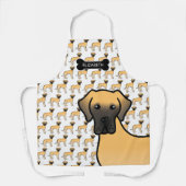 Fawn Great Dane Cute Cartoon Dog & Name エプロン (正面)