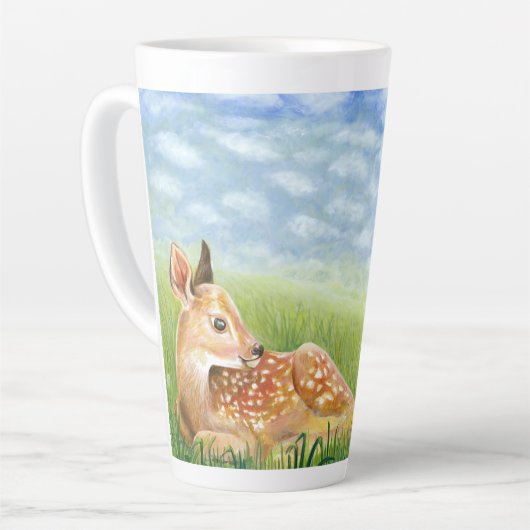 Fawn in the Grassイラストレーション カフェラテマグ (左アングル)