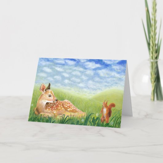 Fawn in the Grassイラストレーション カード (正面)