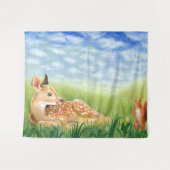 Fawn in the Grassイラストレーション タペストリー (正面(横))