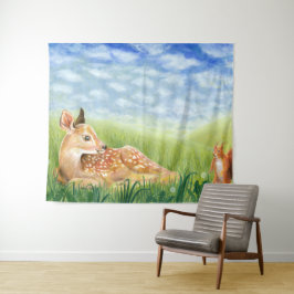 Fawn in the Grassイラストレーション タペストリー