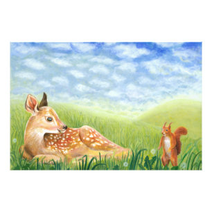 Fawn in the Grassイラストレーション フォトプリント