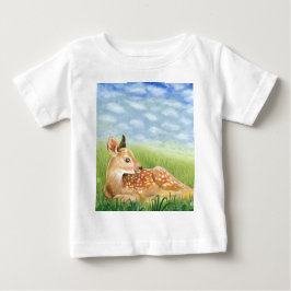 Fawn in the Grassイラストレーション ベビーTシャツ