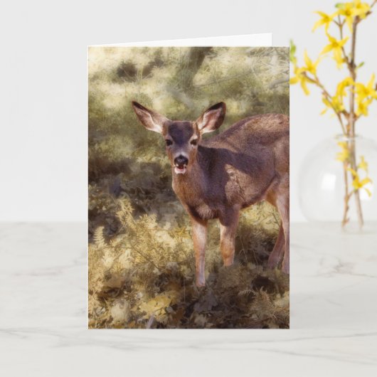 Fawn/Ohのシカ カード (黄色い花)