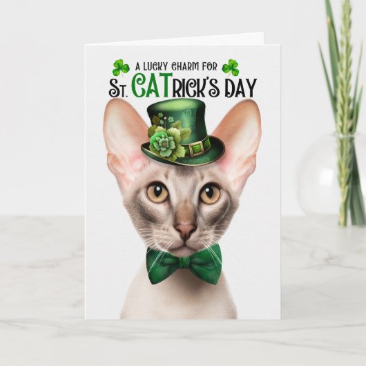 Fawn Oriental Shorthair Cat St CATrick's Day シーズンカード (正面)