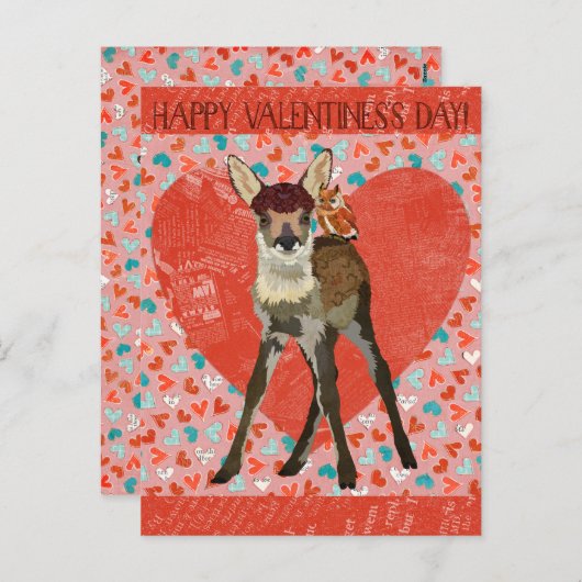 FAWN & OWLバレンタインデーのはがき シーズンポストカード (正面/裏面)