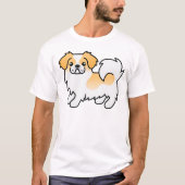 Fawn Parti-Colorチベットスパニエル犬かわいい漫画の犬 Tシャツ (正面)