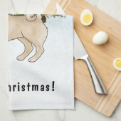 Fawn Pugかわいい漫画の犬の雪の冬の森 キッチンタオル (四つ折り)