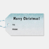 Fawn Pugかわいい漫画の犬の雪の冬の森 ギフトタグ (裏面横)