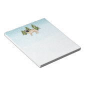 Fawn Pugかわいい漫画の犬の雪の冬の森 ノートパッド (アングル)