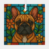 Fawn/White Bulldog フランスの Dog "ステンドグラス" ガラスオーナメント (裏面)