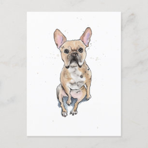 Fawon Frenchieブルドッグフランスのキュートおもしろいウォーターコロ ポストカード
