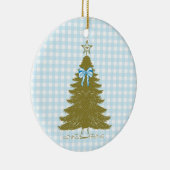 Faye and Lauren Blue Gingham Holiday Ornament セラミックオーナメント (右)