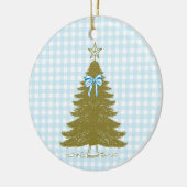 Faye and Lauren Blue Gingham Holiday Ornament セラミックオーナメント (左)