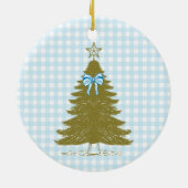 Faye and Lauren Blue Gingham Holiday Ornament セラミックオーナメント (裏面)
