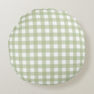 Faye and Lauren Green Gingham ラウンドクッション